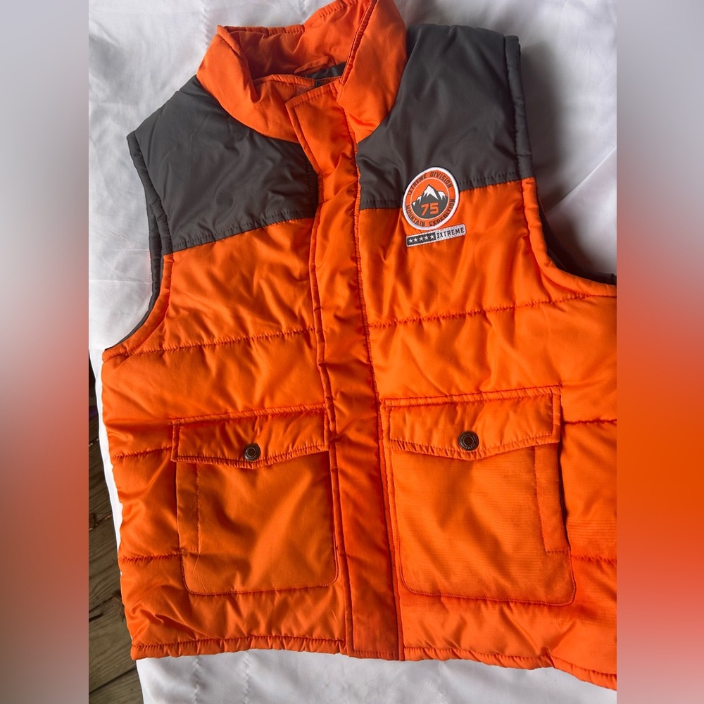 Orange and Gray Kids Puffer Vest